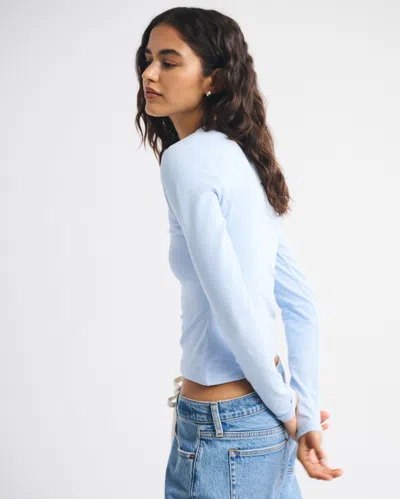 Abercrombie & Fitch Double-lined Long-sleeve Baby Tee In Blue