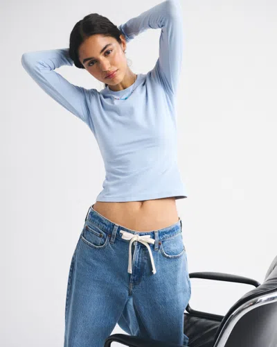 Abercrombie & Fitch Double-lined Long-sleeve Baby Tee In Blue