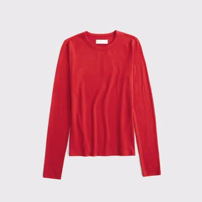 Abercrombie & Fitch Long-sleeve Cozy Lounge Knit Tee In Red