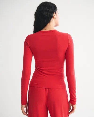 Abercrombie & Fitch Long-sleeve Cozy Lounge Knit Tee In Red