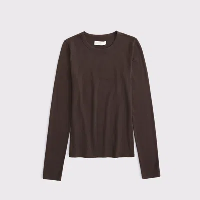 Abercrombie & Fitch Long-sleeve Cozy Lounge Knit Tee In Brown