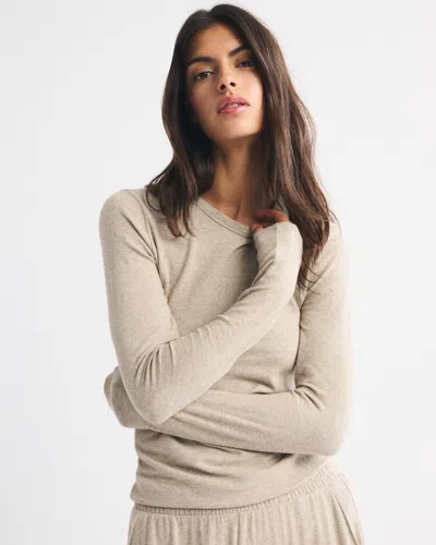 Abercrombie & Fitch Long-sleeve Cozy Lounge Knit Tee In Brown