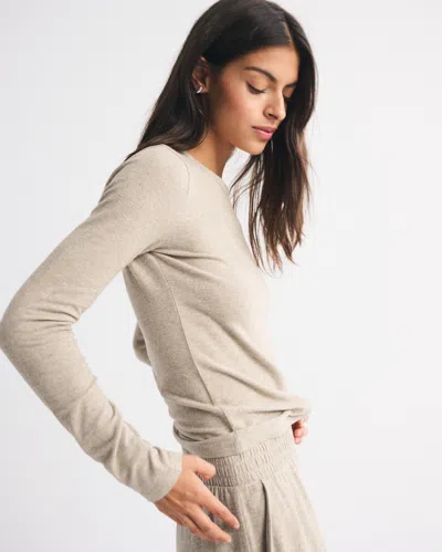 Abercrombie & Fitch Long-sleeve Cozy Lounge Knit Tee In Brown