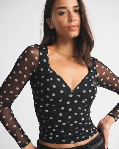 Abercrombie & Fitch A&f Zoe Bra-free Long-sleeve Mesh Top In Black