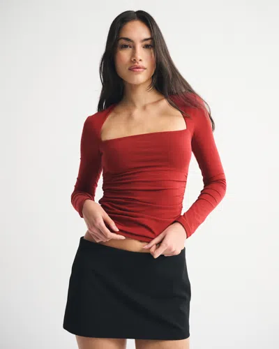 Abercrombie & Fitch The A&f Ava Long-sleeve Top In Red