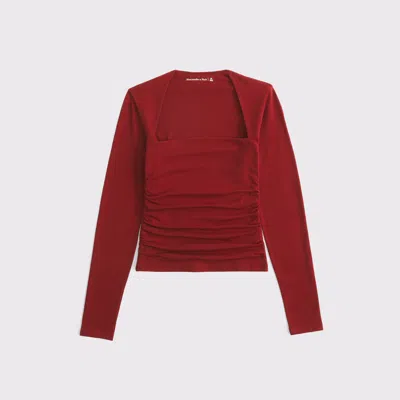 Abercrombie & Fitch The A&f Ava Long-sleeve Top In Red