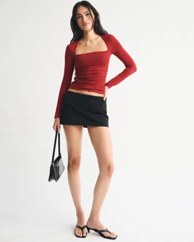 Abercrombie & Fitch The A&f Ava Long-sleeve Top In Red