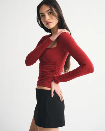 Abercrombie & Fitch The A&f Ava Long-sleeve Top In Red
