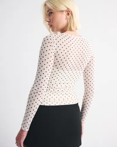 Abercrombie & Fitch A&f Zoe Bra-free Long-sleeve Mesh Top In White