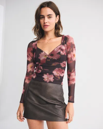 Abercrombie & Fitch A&f Zoe Bra-free Long-sleeve Mesh Top In Multi