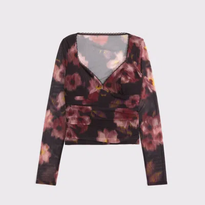 Abercrombie & Fitch A&f Zoe Bra-free Long-sleeve Mesh Top In Multi