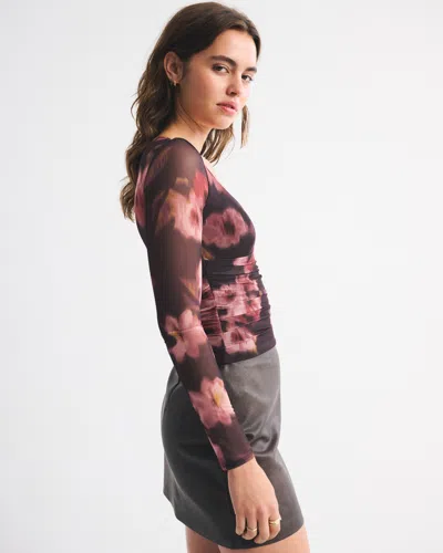 Abercrombie & Fitch A&f Zoe Bra-free Long-sleeve Mesh Top In Multi