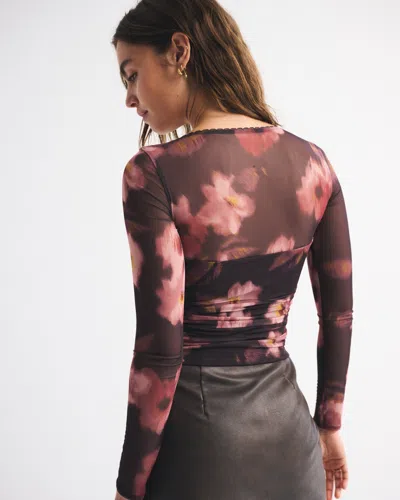 Abercrombie & Fitch A&f Zoe Bra-free Long-sleeve Mesh Top In Multi