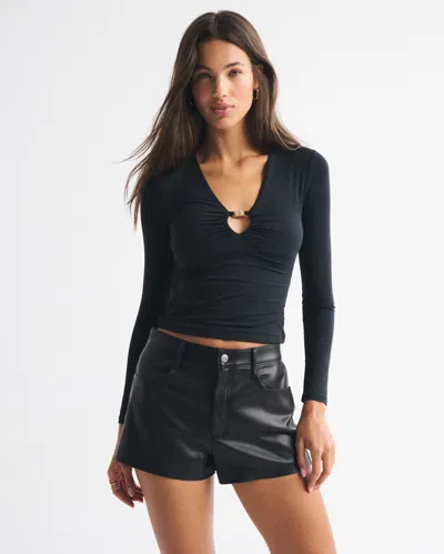 Abercrombie & Fitch Bra-free Hardware Long-sleeve Top In Black