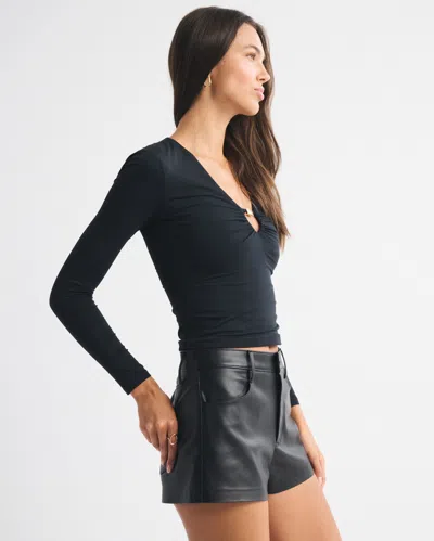 Abercrombie & Fitch Bra-free Hardware Long-sleeve Top In Black