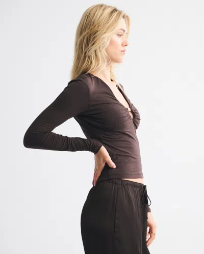 Abercrombie & Fitch Bra-free Hardware Long-sleeve Top In Brown