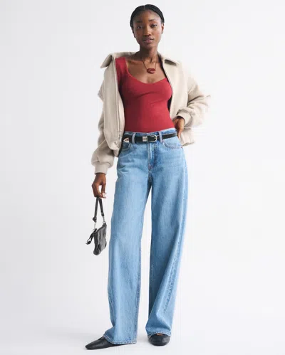 Abercrombie & Fitch Bra-free Cotton-blend Seamless Fabric Deep-v Bodysuit