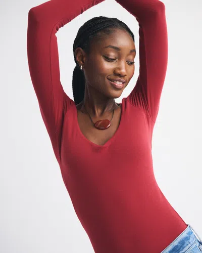 Abercrombie & Fitch Bra-free Cotton-blend Seamless Fabric Deep-v Bodysuit