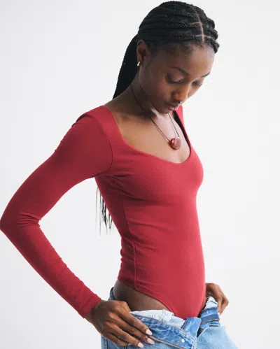 Abercrombie & Fitch Bra-free Cotton-blend Seamless Fabric Deep-v Bodysuit