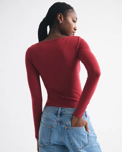 Abercrombie & Fitch Bra-free Cotton-blend Seamless Fabric Deep-v Bodysuit