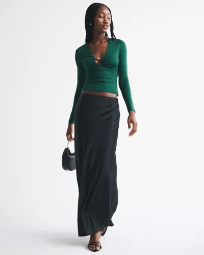 Abercrombie & Fitch Bra-free Hardware Long-sleeve Top In Green