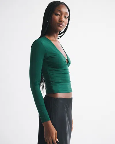 Abercrombie & Fitch Bra-free Hardware Long-sleeve Top In Green