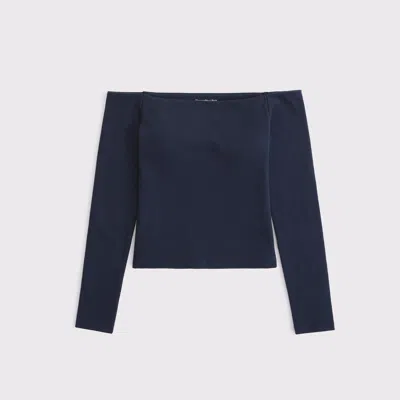 Abercrombie & Fitch Bra-free Off-the-shoulder Long-sleeve Top In Purple