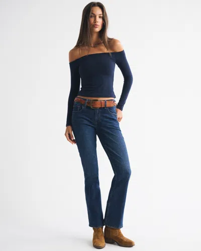 Abercrombie & Fitch Bra-free Off-the-shoulder Long-sleeve Top In Purple