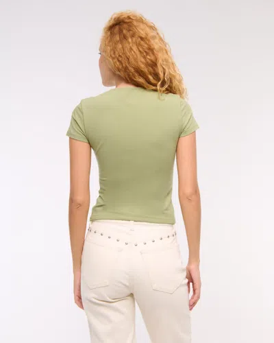 Abercrombie & Fitch Double-lined Baby Tee In Green