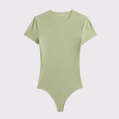Abercrombie & Fitch Soft Matte Seamless Tee Bodysuit In Green