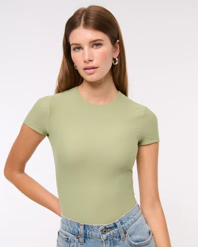Abercrombie & Fitch Soft Matte Seamless Tee Bodysuit In Green