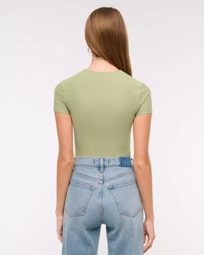 Abercrombie & Fitch Soft Matte Seamless Tee Bodysuit In Green
