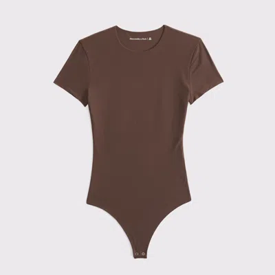 Abercrombie & Fitch Soft Matte Seamless Tee Bodysuit In Brown