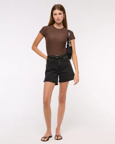 Abercrombie & Fitch Soft Matte Seamless Tee Bodysuit In Brown