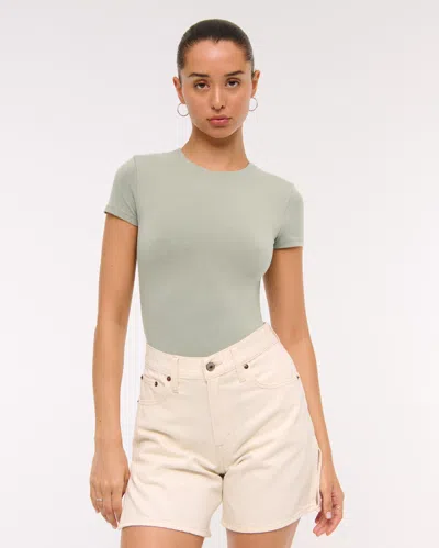 Abercrombie & Fitch Cotton-blend Seamless Fabric Tee Bodysuit