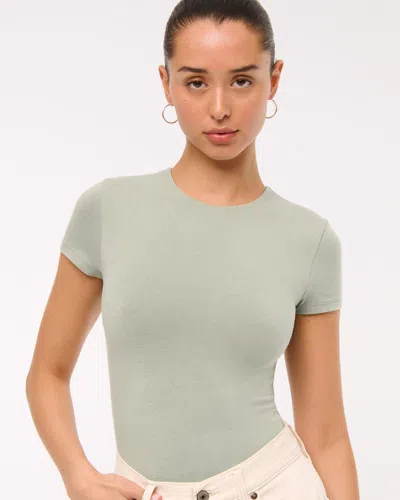 Abercrombie & Fitch Cotton-blend Seamless Fabric Tee Bodysuit