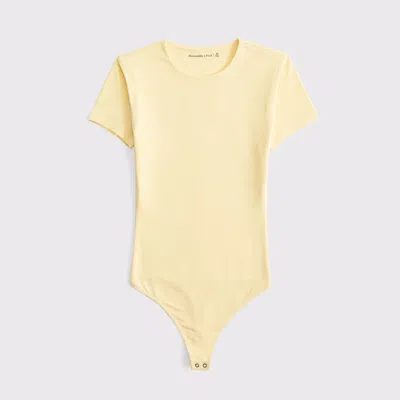 Abercrombie & Fitch Cotton-blend Seamless Fabric Tee Bodysuit In Green