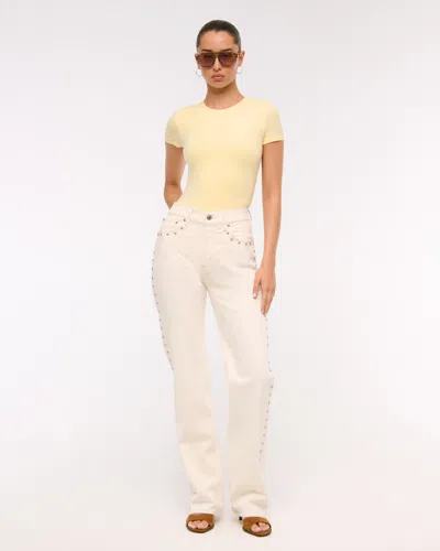 Abercrombie & Fitch Cotton-blend Seamless Fabric Tee Bodysuit In Green