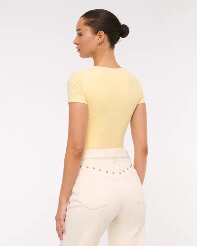 Abercrombie & Fitch Cotton-blend Seamless Fabric Tee Bodysuit In Green