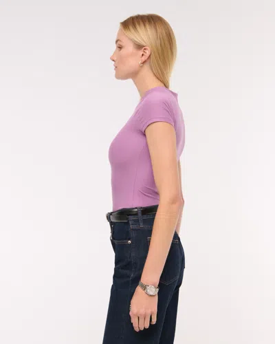 Abercrombie & Fitch Soft Matte Seamless Tuckable Baby Tee In Purple