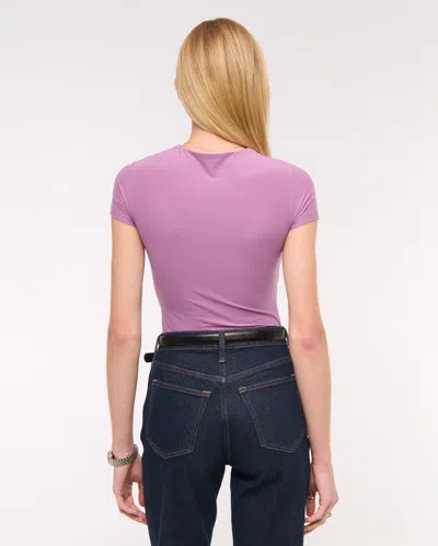Abercrombie & Fitch Soft Matte Seamless Tuckable Baby Tee In Purple