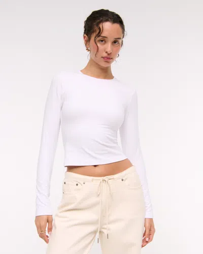 Abercrombie & Fitch Double-lined Long-sleeve Baby Tee In White