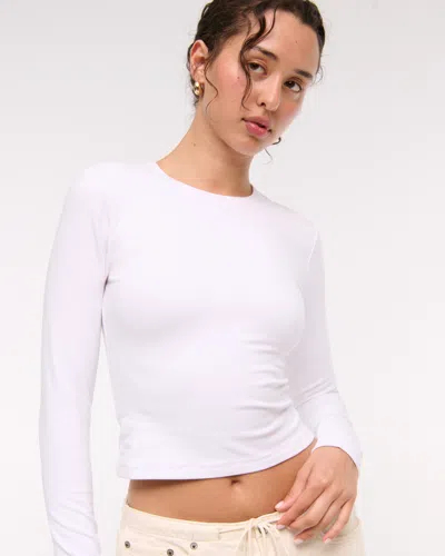 Abercrombie & Fitch Double-lined Long-sleeve Baby Tee In White