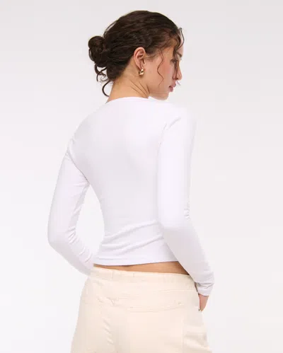Abercrombie & Fitch Double-lined Long-sleeve Baby Tee In White