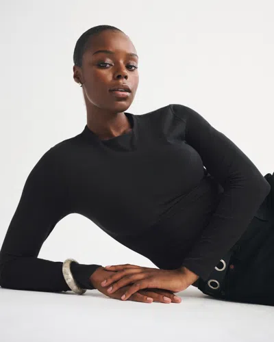 Abercrombie & Fitch Double-lined Long-sleeve Baby Tee In Black