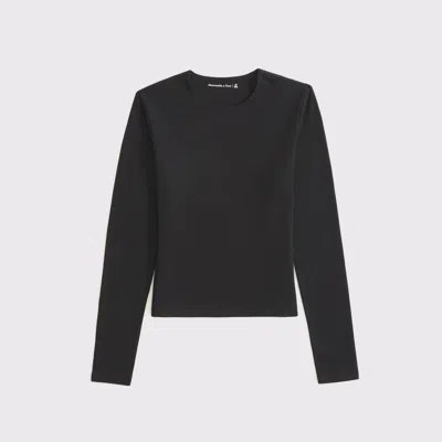 Abercrombie & Fitch Double-lined Long-sleeve Baby Tee In Black