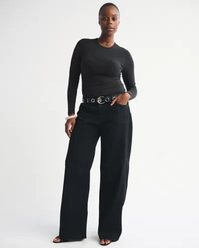 Abercrombie & Fitch Double-lined Long-sleeve Baby Tee In Black