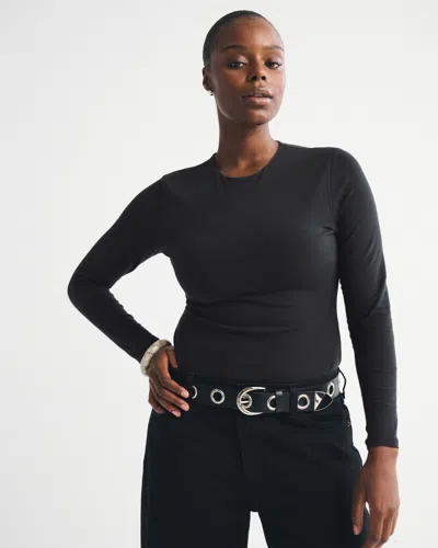 Abercrombie & Fitch Double-lined Long-sleeve Baby Tee In Black