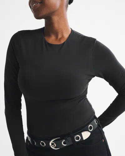 Abercrombie & Fitch Double-lined Long-sleeve Baby Tee In Black