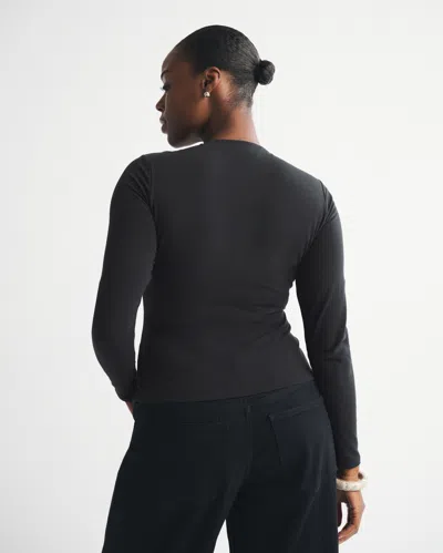 Abercrombie & Fitch Double-lined Long-sleeve Baby Tee In Black